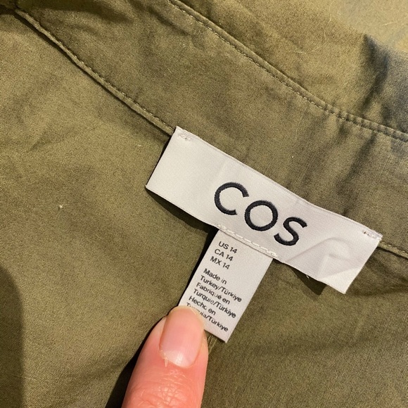 COS Women’s WAISTED MIDI SHIRT DRESS in Green Size 14 Business Casual Resortwear - Picture 5 of 8